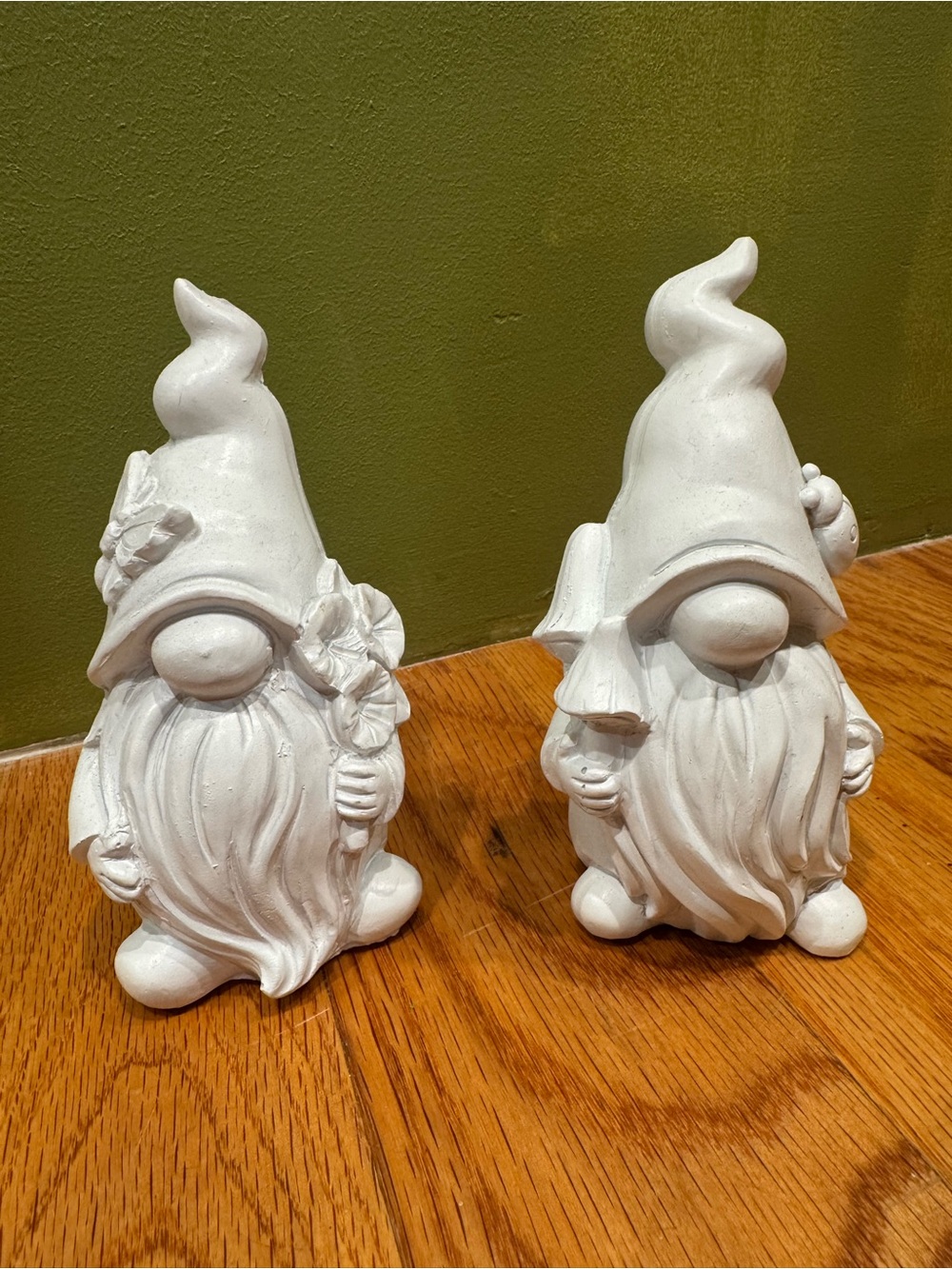 White Ceramic Gnome Pair - Decorative Figurines